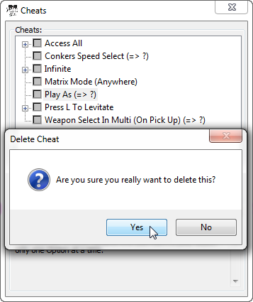 Delete Option Cheat 3
