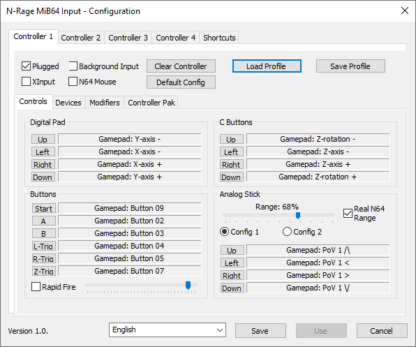 NRage Controls Dialog