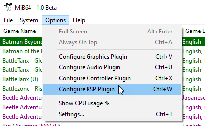 RSP Config Dialog